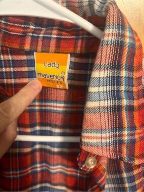 Maverick Ladies' Orange & Blue Plaid Button-Down Shirt